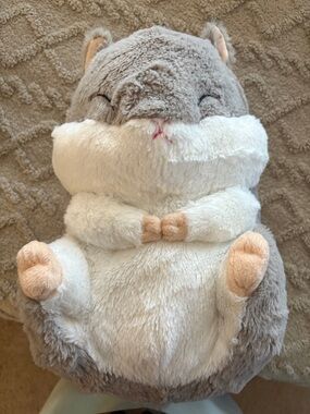 Gray and White Plush Hamster - Soft Plush Backpack